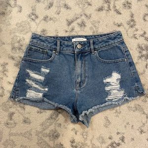 PacSun High Rise Festival Jean Shorts, Size 24, Ripped Light Wash